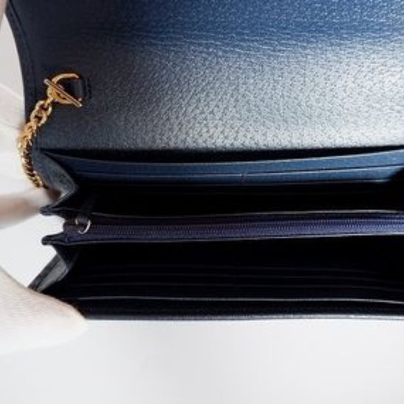 Gucci Ophidia Leather Continental Wallet On Chain in Blue - Picture 6 of 6